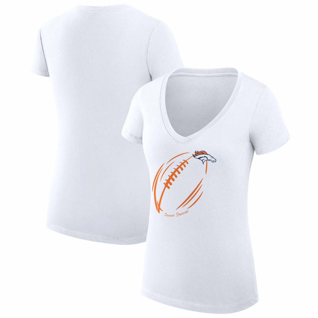 NFL Denver Broncos G-III 4Her by Carl Banks Women's Super-Slim Fit Lightweight Subtle Football V-Neck T-Shirt