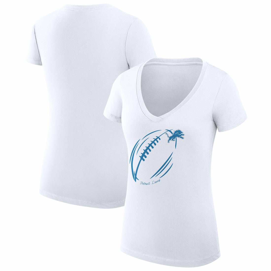 NFL Detroit Lions G-III 4Her by Carl Banks Women's Super-Slim Fit Lightweight Subtle Football V-Neck T-Shirt