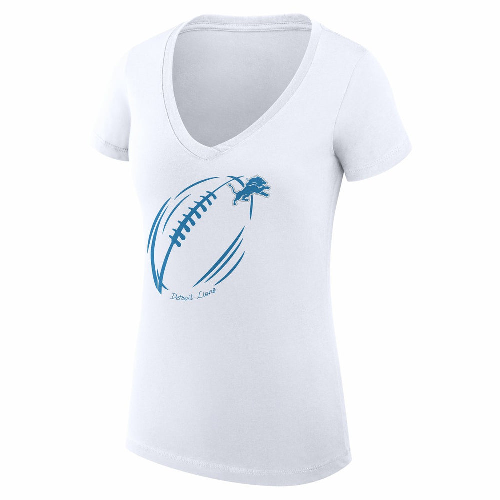 NFL Detroit Lions G-III 4Her by Carl Banks Women's Super-Slim Fit Lightweight Subtle Football V-Neck T-Shirt