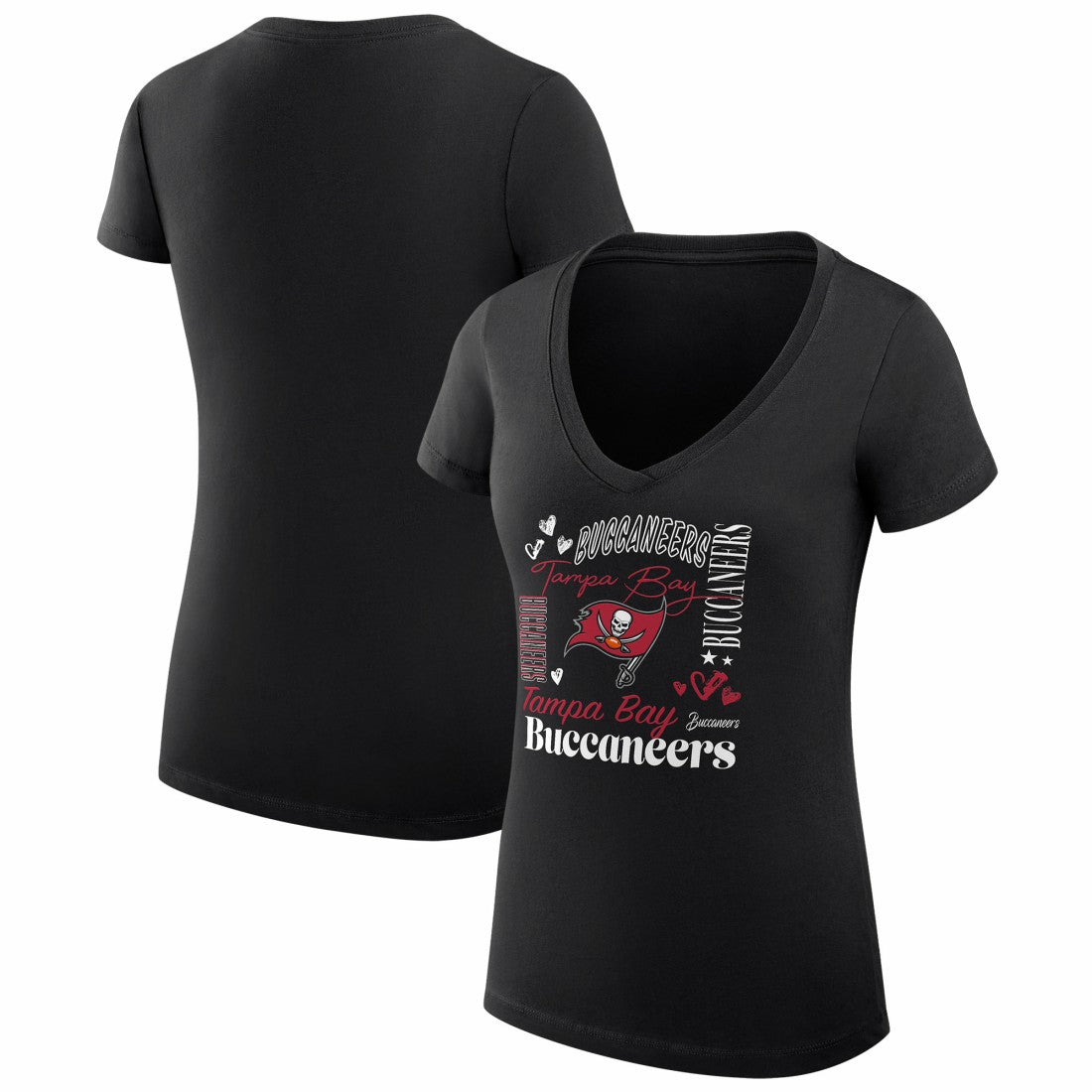NFL Tampa Bay Buccaneers G-III 4Her by Carl Banks Women's Super-Slim Fit Lightweight Collage Team V-Neck T-Shirt
