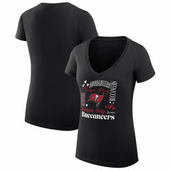 NFL Tampa Bay Buccaneers G-III 4Her by Carl Banks Women's Super-Slim Fit Lightweight Collage Team V-Neck T-Shirt