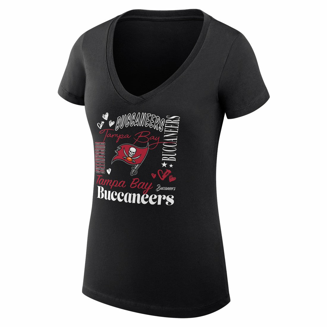 NFL Tampa Bay Buccaneers G-III 4Her by Carl Banks Women's Super-Slim Fit Lightweight Collage Team V-Neck T-Shirt