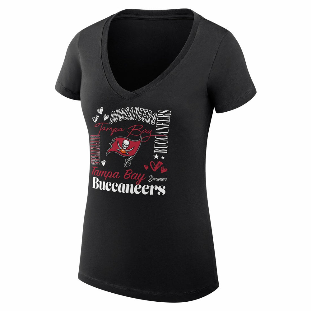 NFL Tampa Bay Buccaneers G-III 4Her by Carl Banks Women's Super-Slim Fit Lightweight Collage Team V-Neck T-Shirt