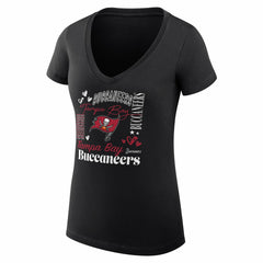 NFL Tampa Bay Buccaneers G-III 4Her by Carl Banks Women's Super-Slim Fit Lightweight Collage Team V-Neck T-Shirt