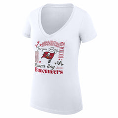 NFL Tampa Bay Buccaneers G-III 4Her by Carl Banks Women's Super-Slim Fit Lightweight Collage Team V-Neck T-Shirt