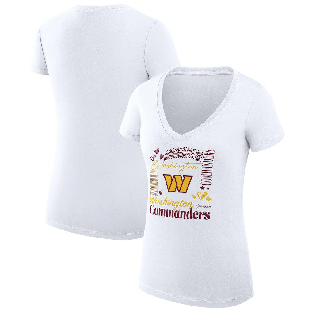 NFL Washington Commanders G-III 4Her by Carl Banks Women's Super-Slim Fit Lightweight Collage Team V-Neck T-Shirt
