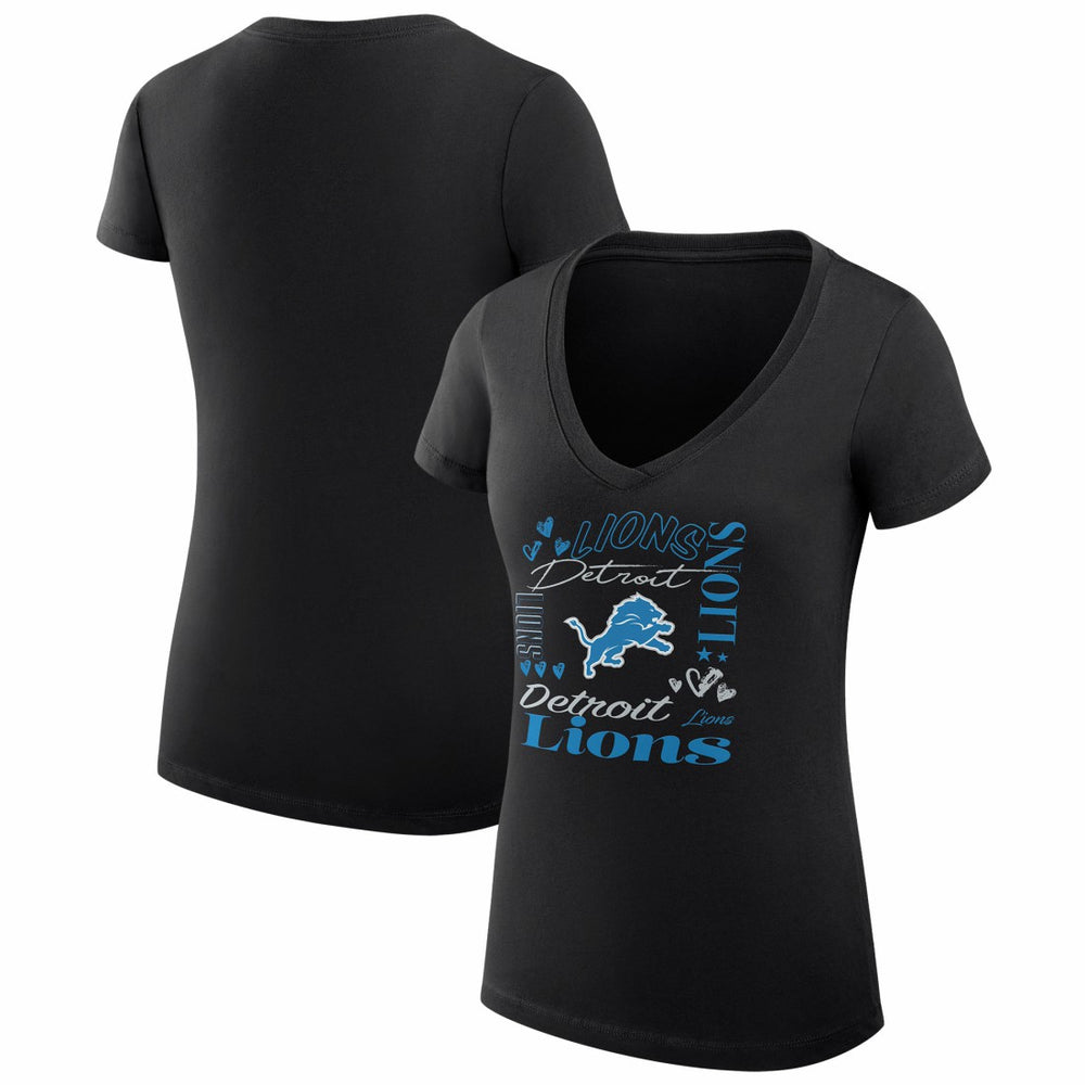 NFL Detroit Lions G-III 4Her by Carl Banks Women's Super-Slim Fit Lightweight Collage Team V-Neck T-Shirt