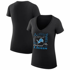 NFL Detroit Lions G-III 4Her by Carl Banks Women's Super-Slim Fit Lightweight Collage Team V-Neck T-Shirt