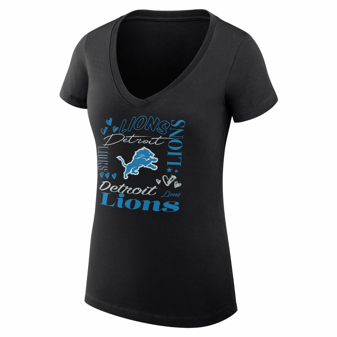NFL Detroit Lions G-III 4Her by Carl Banks Women's Super-Slim Fit Lightweight Collage Team V-Neck T-Shirt