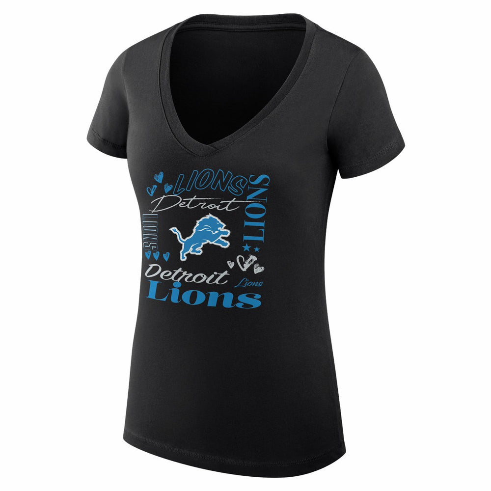 NFL Detroit Lions G-III 4Her by Carl Banks Women's Super-Slim Fit Lightweight Collage Team V-Neck T-Shirt