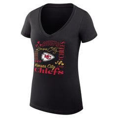 NFL Kansas City Chiefs G-III 4Her by Carl Banks Women's Super-Slim Fit Lightweight Collage Team V-Neck T-Shirt