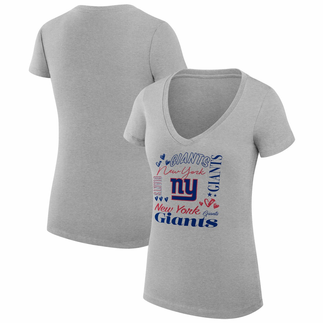 NFL New York Giants G-III 4Her by Carl Banks Women's Super-Slim Fit Lightweight Collage Team V-Neck T-Shirt