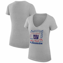 NFL New York Giants G-III 4Her by Carl Banks Women's Super-Slim Fit Lightweight Collage Team V-Neck T-Shirt