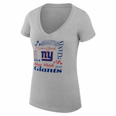 NFL New York Giants G-III 4Her by Carl Banks Women's Super-Slim Fit Lightweight Collage Team V-Neck T-Shirt