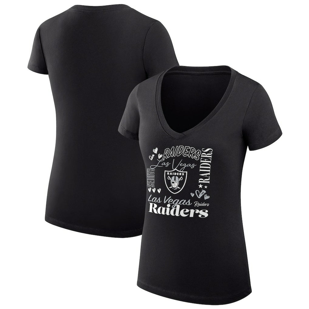 NFL Las Vegas Raiders G-III 4Her by Carl Banks Women's Super-Slim Fit Lightweight Collage Team V-Neck T-Shirt