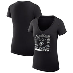 NFL Las Vegas Raiders G-III 4Her by Carl Banks Women's Super-Slim Fit Lightweight Collage Team V-Neck T-Shirt