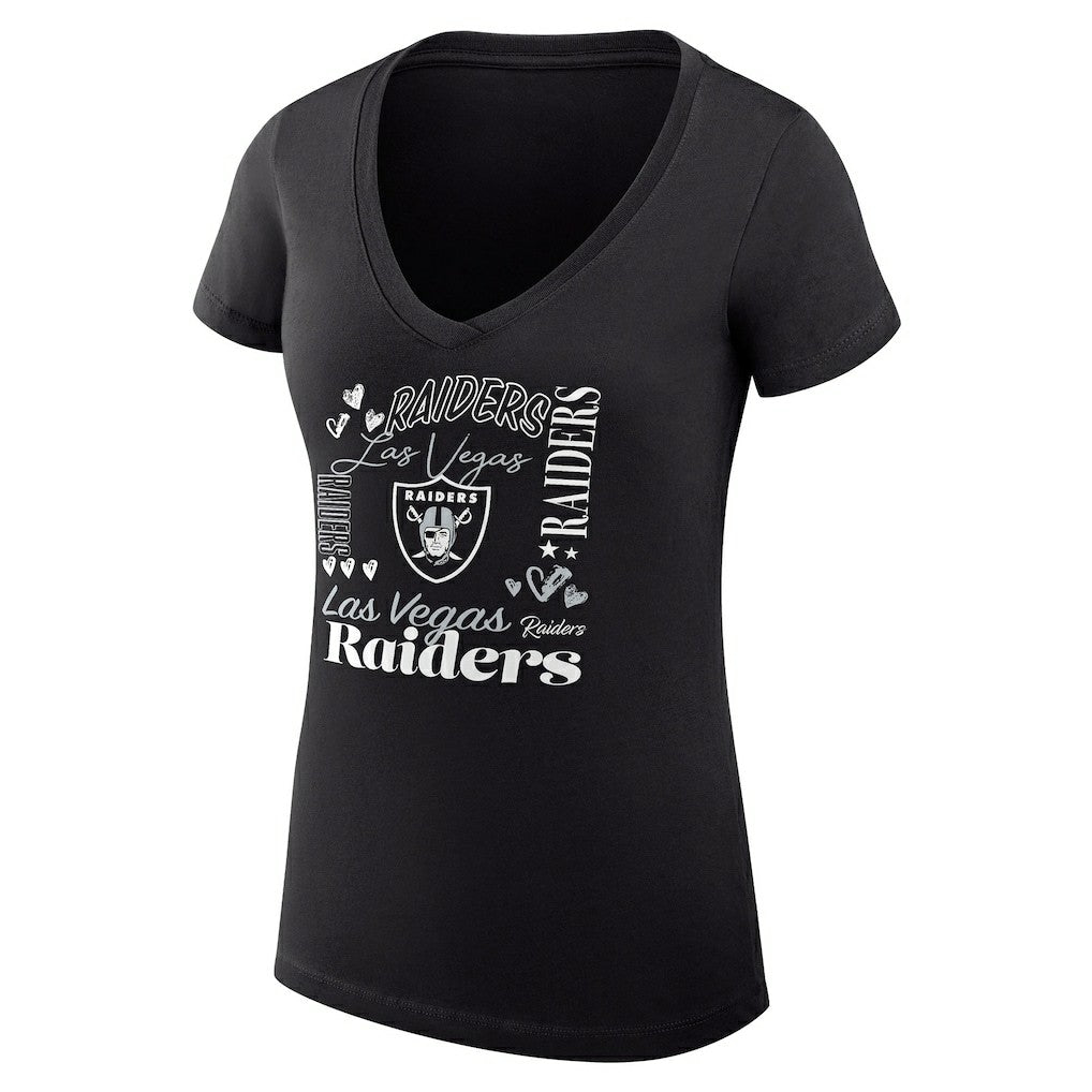 NFL Las Vegas Raiders G-III 4Her by Carl Banks Women's Super-Slim Fit Lightweight Collage Team V-Neck T-Shirt