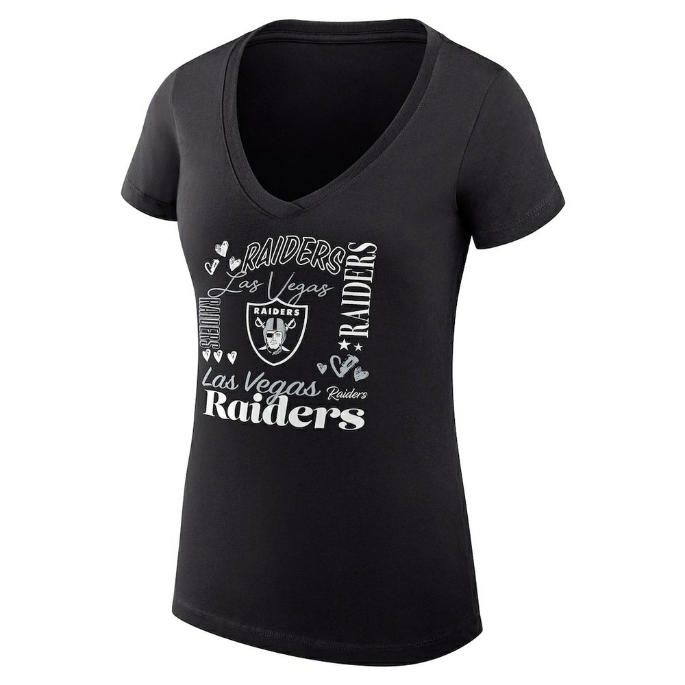NFL Las Vegas Raiders G-III 4Her by Carl Banks Women's Super-Slim Fit Lightweight Collage Team V-Neck T-Shirt