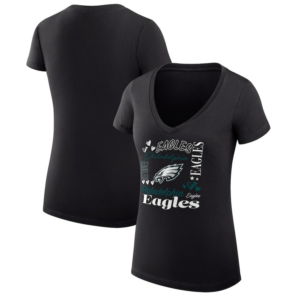 NFL Philadelphia Eagles G-III 4Her by Carl Banks Women's Super-Slim Fit Lightweight Collage Team V-Neck T-Shirt