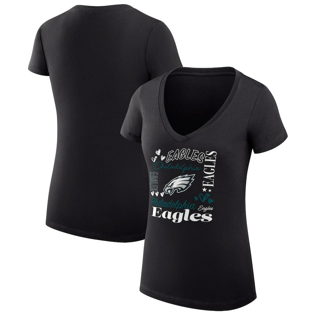NFL Philadelphia Eagles G-III 4Her by Carl Banks Women's Super-Slim Fit Lightweight Collage Team V-Neck T-Shirt