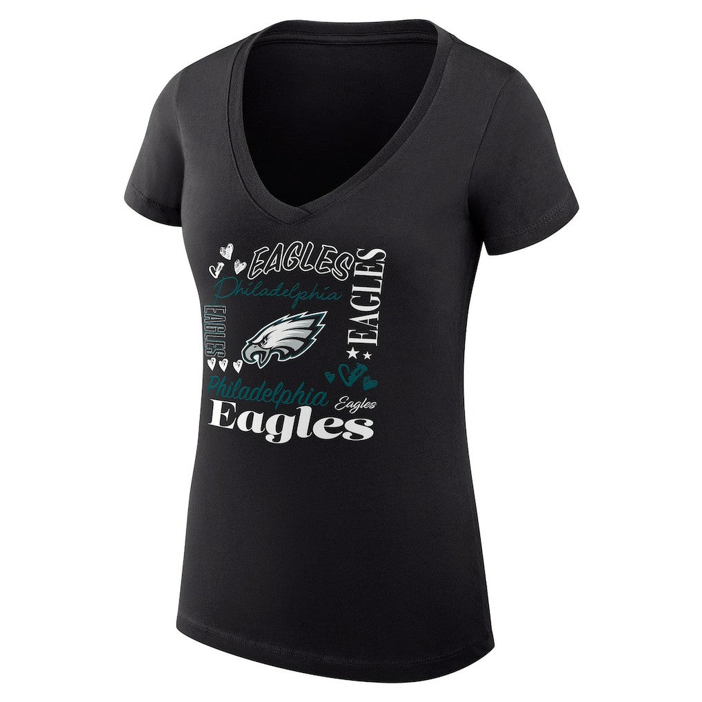 NFL Philadelphia Eagles G-III 4Her by Carl Banks Women's Super-Slim Fit Lightweight Collage Team V-Neck T-Shirt