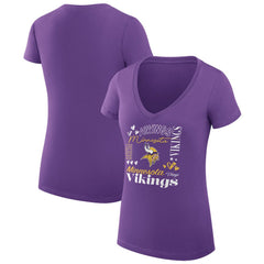 NFL Minnesota Vikings G-III 4Her by Carl Banks Women's Super-Slim Fit Lightweight Collage Team V-Neck T-Shirt