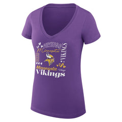 NFL Minnesota Vikings G-III 4Her by Carl Banks Women's Super-Slim Fit Lightweight Collage Team V-Neck T-Shirt