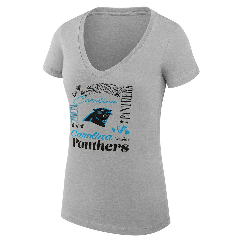 NFL Carolina Panthers G-III 4Her by Carl Banks Women's Super-Slim Fit Lightweight Collage Team V-Neck T-Shirt