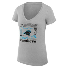 NFL Carolina Panthers G-III 4Her by Carl Banks Women's Super-Slim Fit Lightweight Collage Team V-Neck T-Shirt