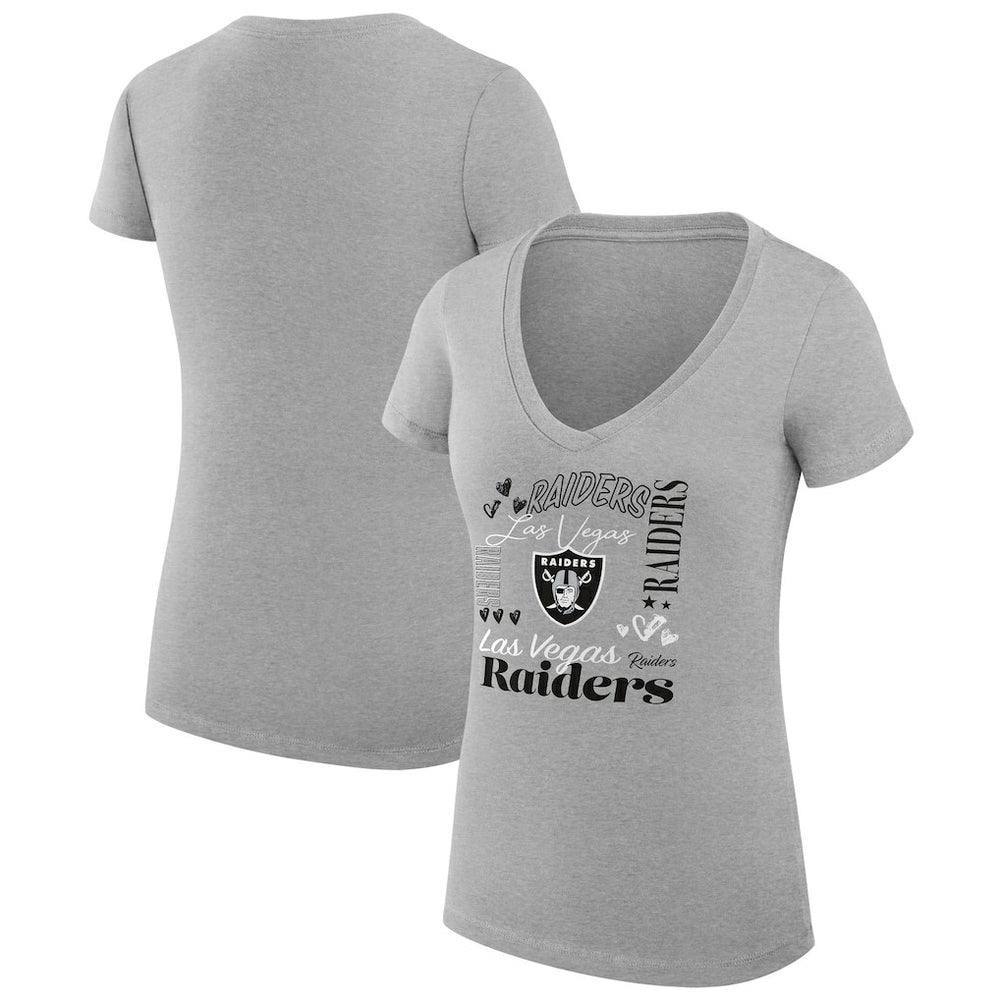 NFL Las Vegas Raiders G-III 4Her by Carl Banks Women's Super-Slim Fit Lightweight Collage Team V-Neck T-Shirt