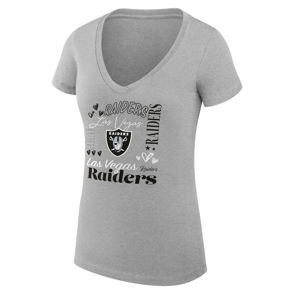 NFL Las Vegas Raiders G-III 4Her by Carl Banks Women's Super-Slim Fit Lightweight Collage Team V-Neck T-Shirt