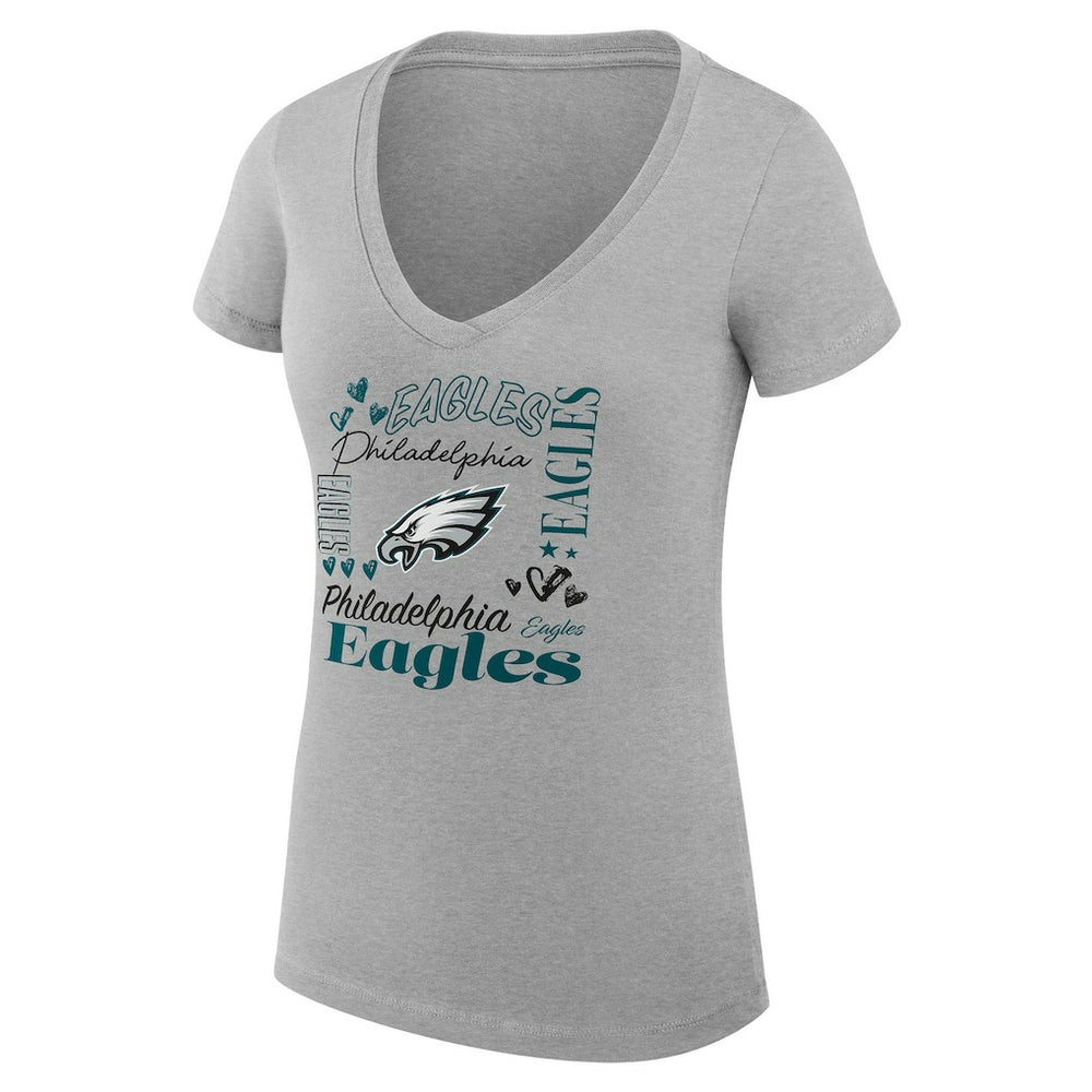 NFL Philadelphia Eagles G-III 4Her by Carl Banks Women's Super-Slim Fit Lightweight Collage Team V-Neck T-Shirt