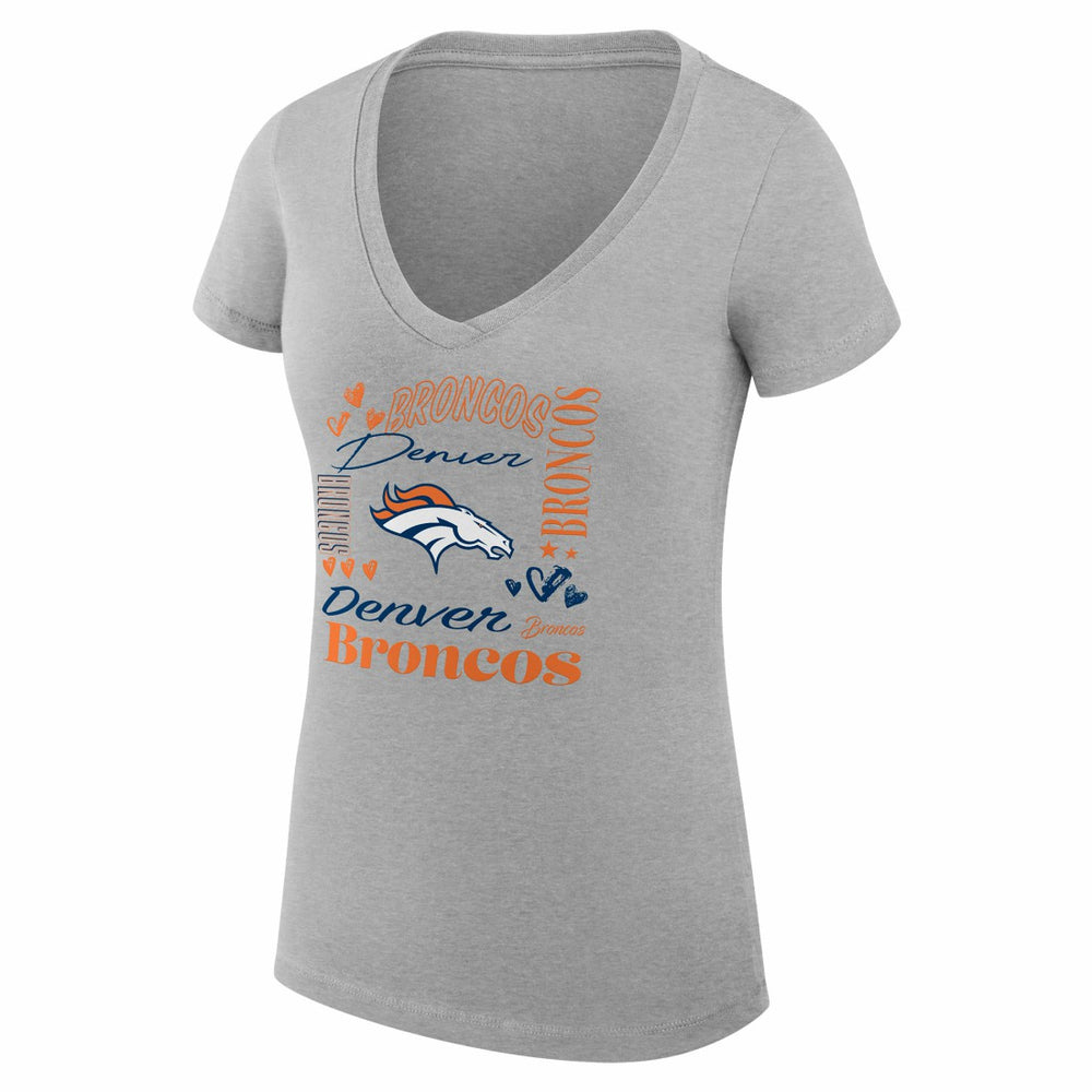 NFL Denver Broncos G-III 4Her by Carl Banks Women's Super-Slim Fit Lightweight Collage Team V-Neck T-Shirt