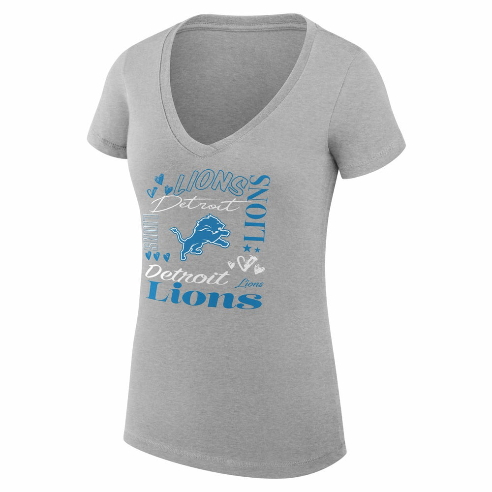 NFL Detroit Lions G-III 4Her by Carl Banks Women's Super-Slim Fit Lightweight Collage Team V-Neck T-Shirt