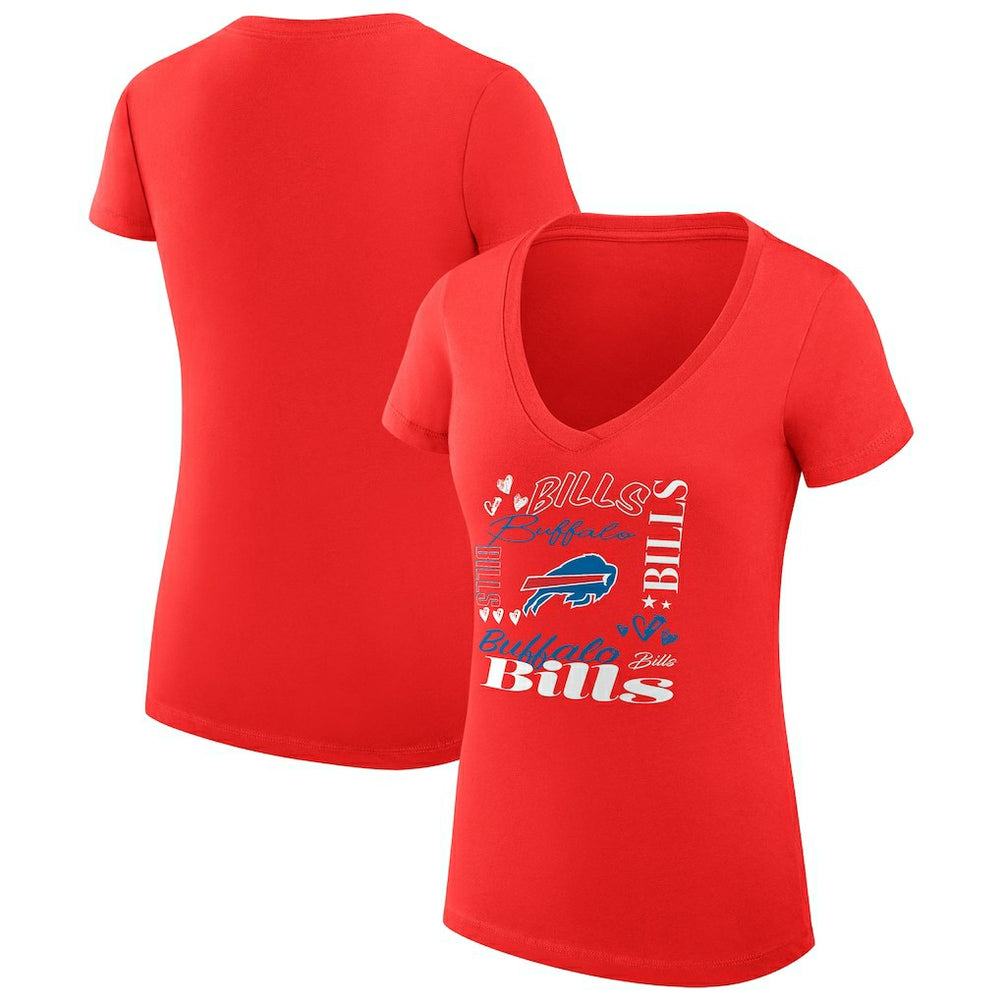 NFL Buffalo Bills G-III 4Her by Carl Banks Women's Super-Slim Fit Lightweight Collage Team V-Neck T-Shirt