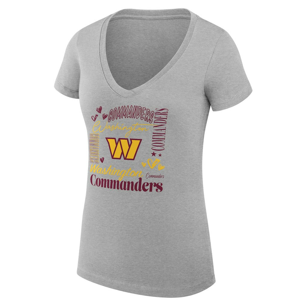 NFL Washington Commanders G-III 4Her by Carl Banks Women's Super-Slim Fit Lightweight Collage Team V-Neck T-Shirt