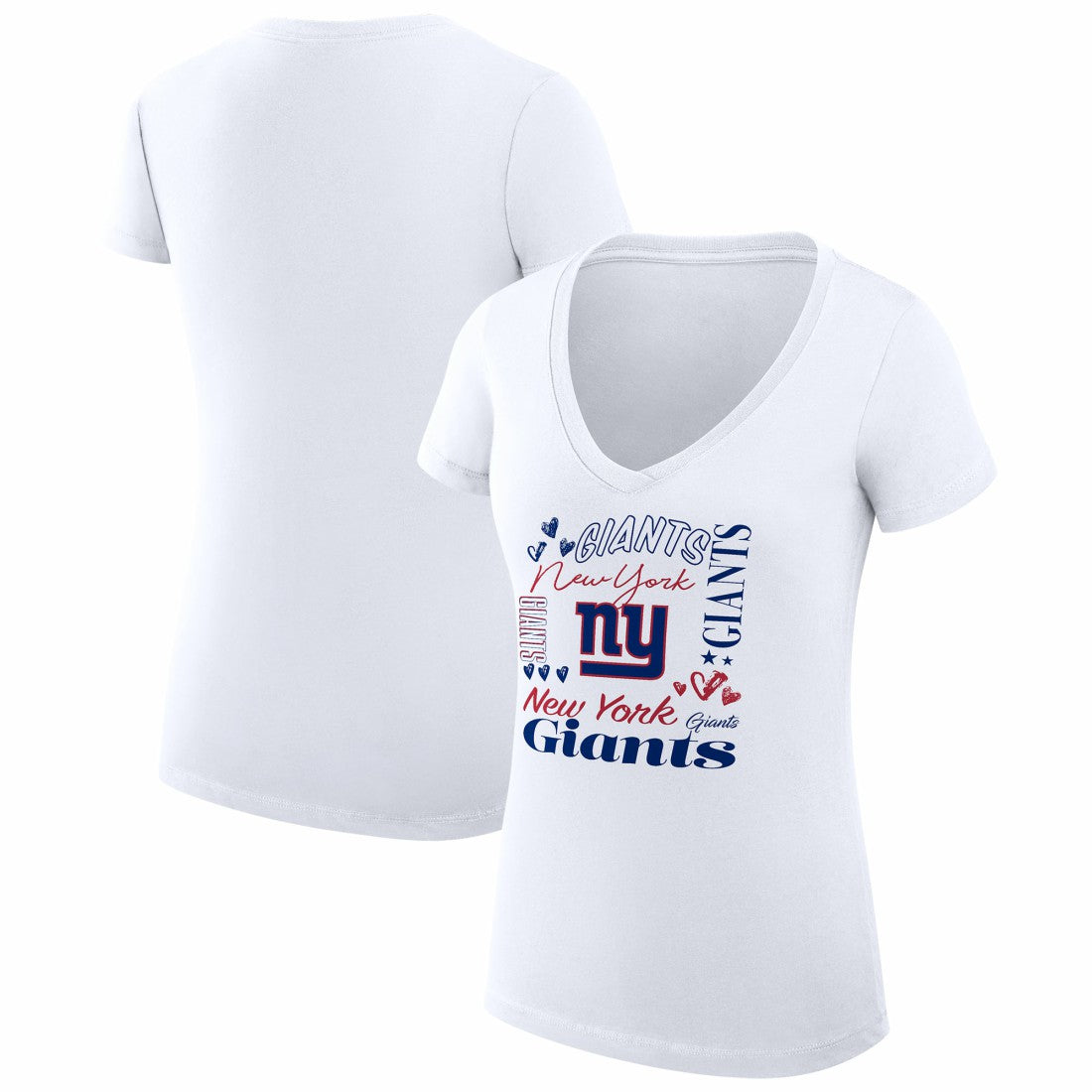 NFL New York Giants G-III 4Her by Carl Banks Women's Super-Slim Fit Lightweight Collage Team V-Neck T-Shirt