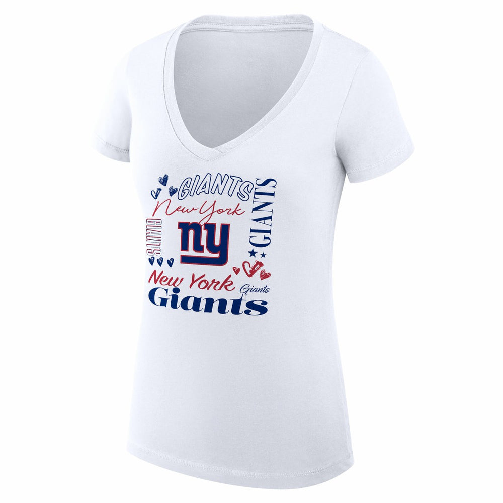 NFL New York Giants G-III 4Her by Carl Banks Women's Super-Slim Fit Lightweight Collage Team V-Neck T-Shirt