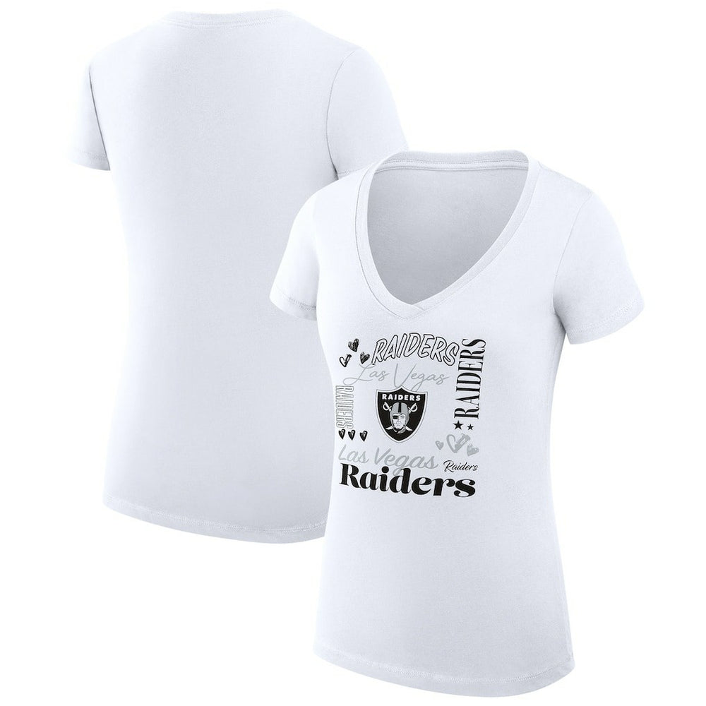 NFL Las Vegas Raiders G-III 4Her by Carl Banks Women's Super-Slim Fit Lightweight Collage Team V-Neck T-Shirt