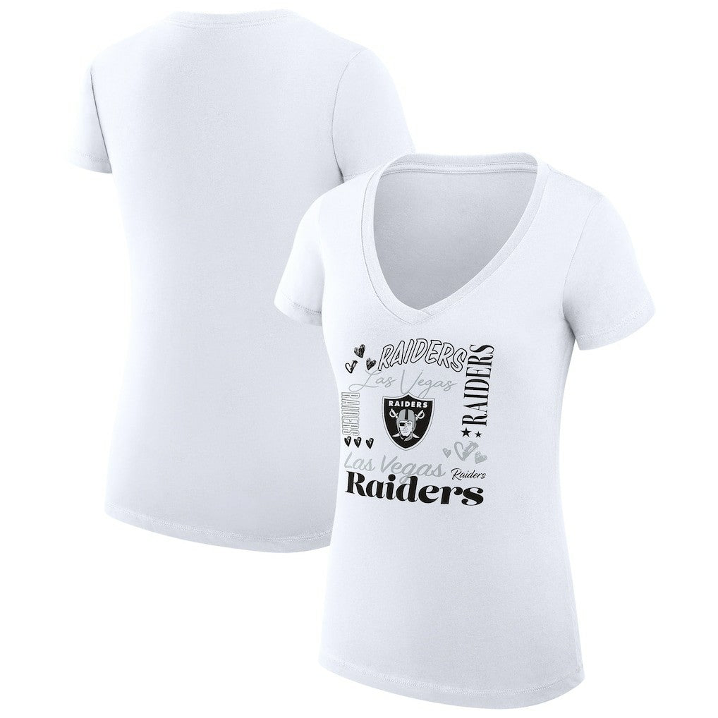 NFL Las Vegas Raiders G-III 4Her by Carl Banks Women's Super-Slim Fit Lightweight Collage Team V-Neck T-Shirt