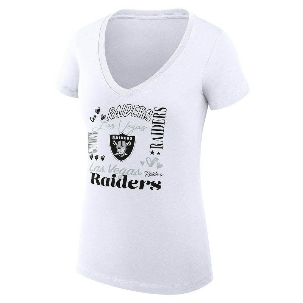 NFL Las Vegas Raiders G-III 4Her by Carl Banks Women's Super-Slim Fit Lightweight Collage Team V-Neck T-Shirt