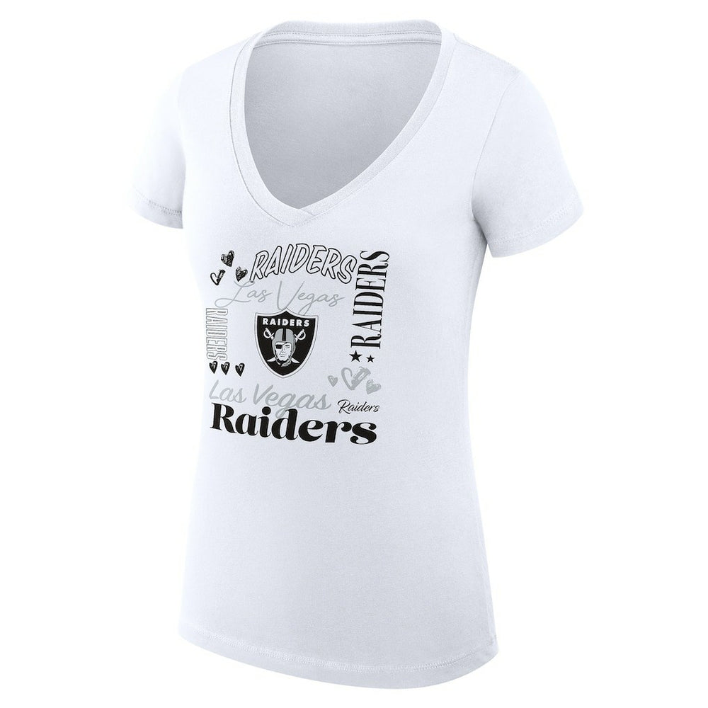 NFL Las Vegas Raiders G-III 4Her by Carl Banks Women's Super-Slim Fit Lightweight Collage Team V-Neck T-Shirt
