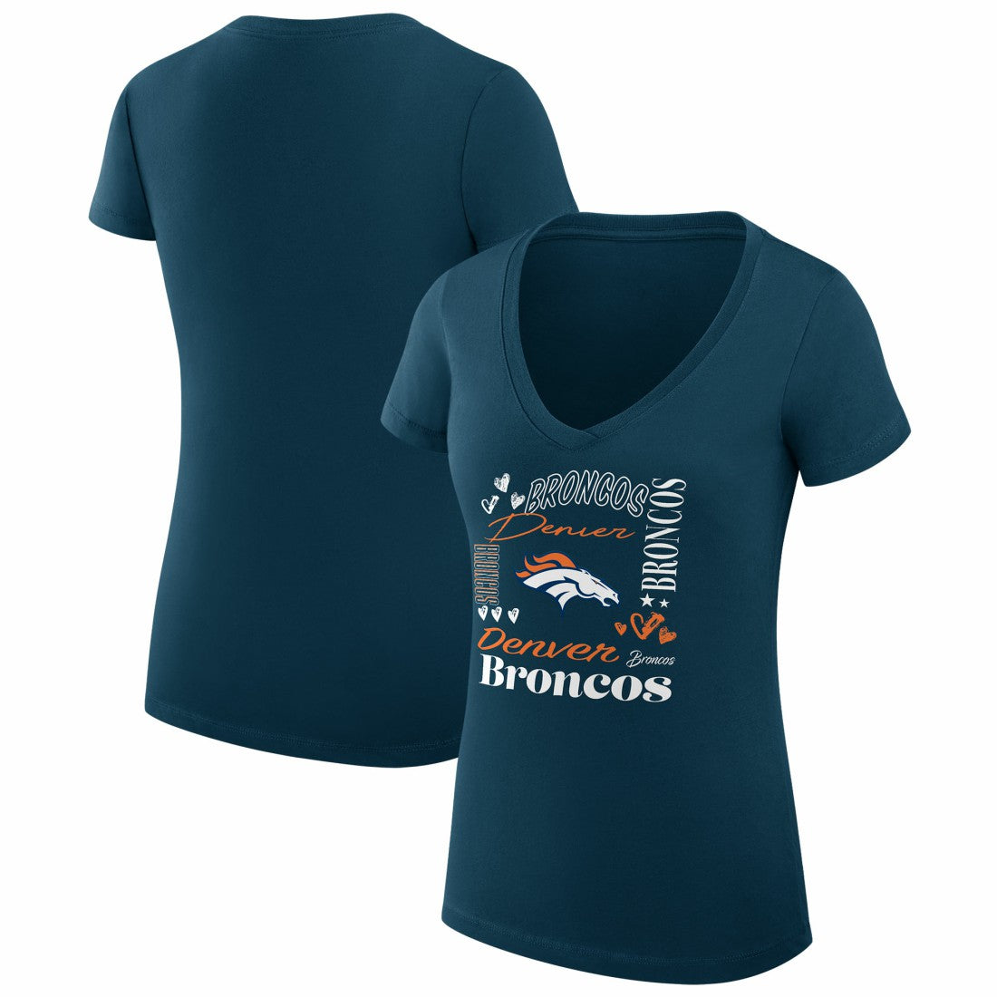 NFL Denver Broncos G-III 4Her by Carl Banks Women's Super-Slim Fit Lightweight Collage Team V-Neck T-Shirt