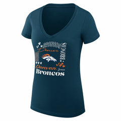 NFL Denver Broncos G-III 4Her by Carl Banks Women's Super-Slim Fit Lightweight Collage Team V-Neck T-Shirt