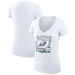 NFL Philadelphia Eagles G-III 4Her by Carl Banks Women's Super-Slim Fit Lightweight Collage Team V-Neck T-Shirt
