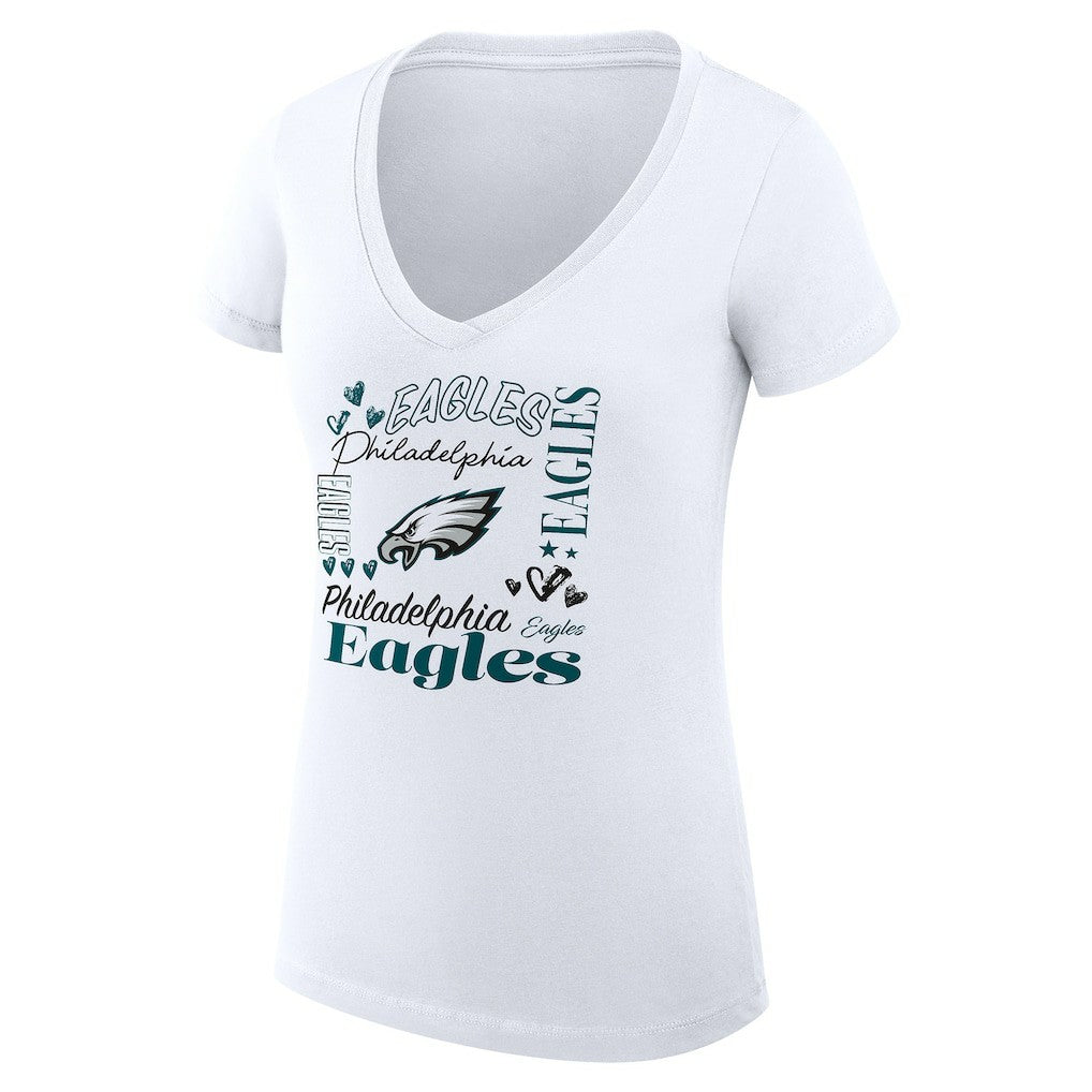 NFL Philadelphia Eagles G-III 4Her by Carl Banks Women's Super-Slim Fit Lightweight Collage Team V-Neck T-Shirt