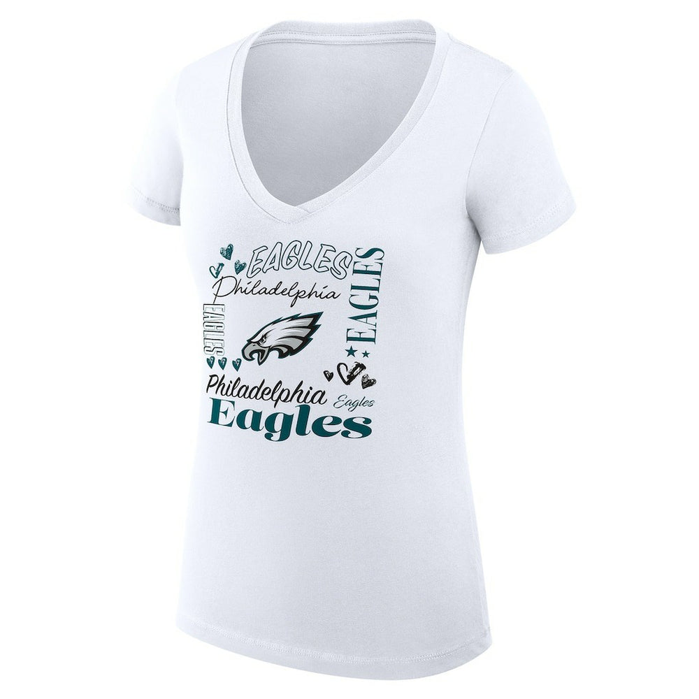 NFL Philadelphia Eagles G-III 4Her by Carl Banks Women's Super-Slim Fit Lightweight Collage Team V-Neck T-Shirt