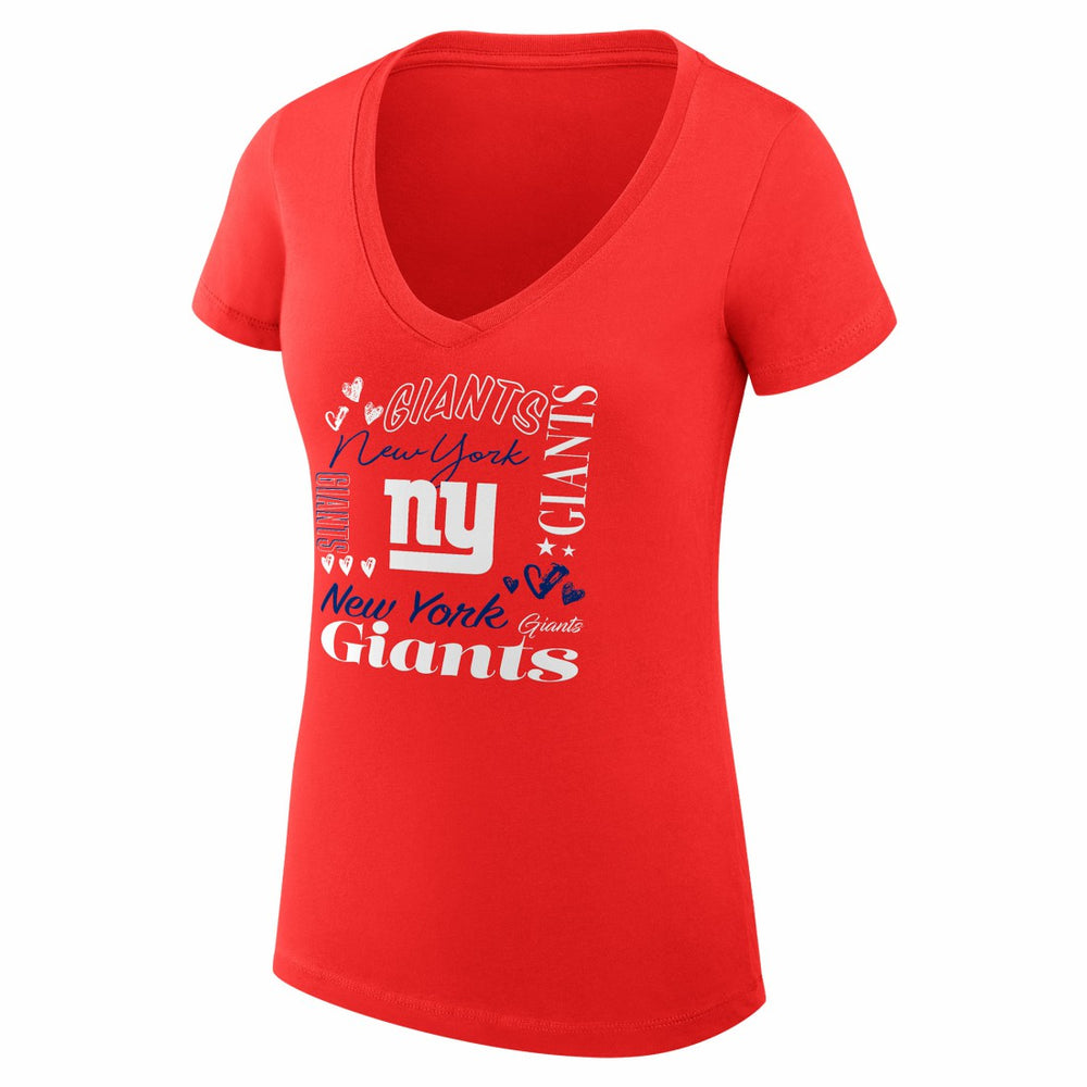 NFL New York Giants G-III 4Her by Carl Banks Women's Super-Slim Fit Lightweight Collage Team V-Neck T-Shirt