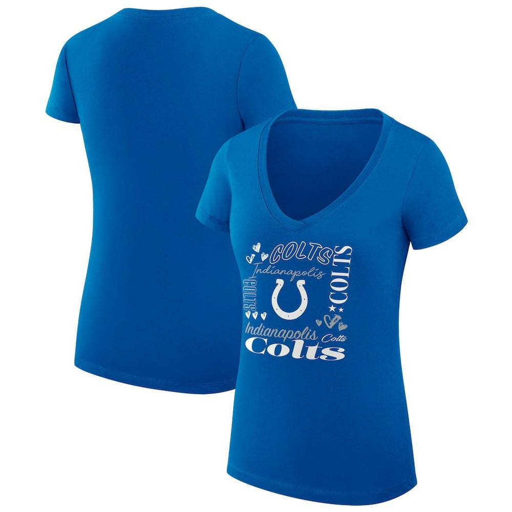 NFL Indianapolis Colts G-III 4Her by Carl Banks Women's Super-Slim Fit Lightweight Collage Team V-Neck T-Shirt