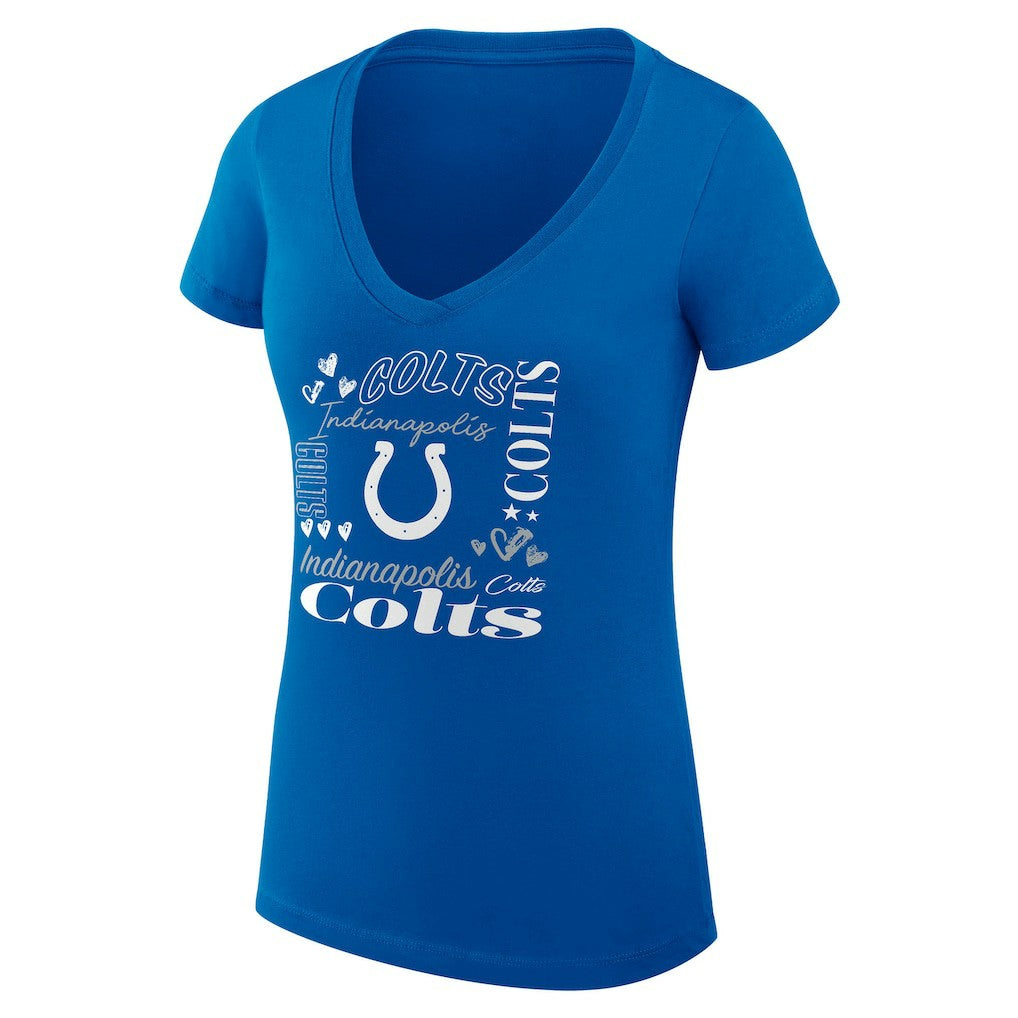 NFL Indianapolis Colts G-III 4Her by Carl Banks Women's Super-Slim Fit Lightweight Collage Team V-Neck T-Shirt